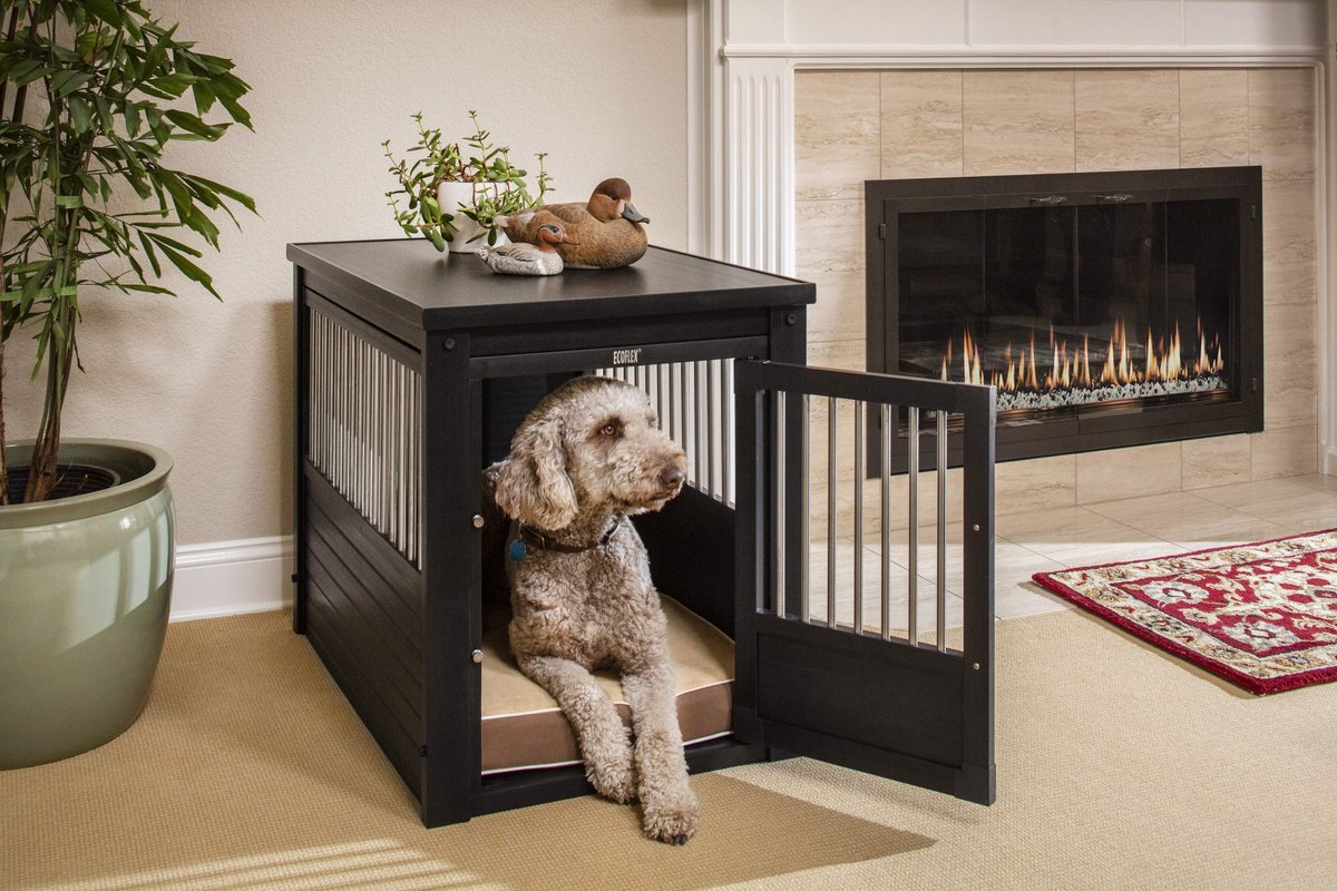 New Age Pet ecoFLEX Single Door Furniture Style Dog Crate & End Table, Espresso, 35 inch slide 1 of 10