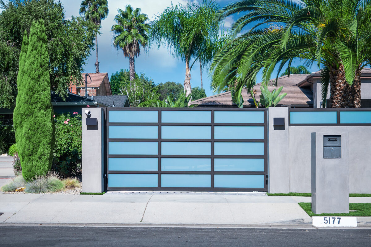 Aluminum glass gate, Mulholland brand, gates and fences, Mulholland gates